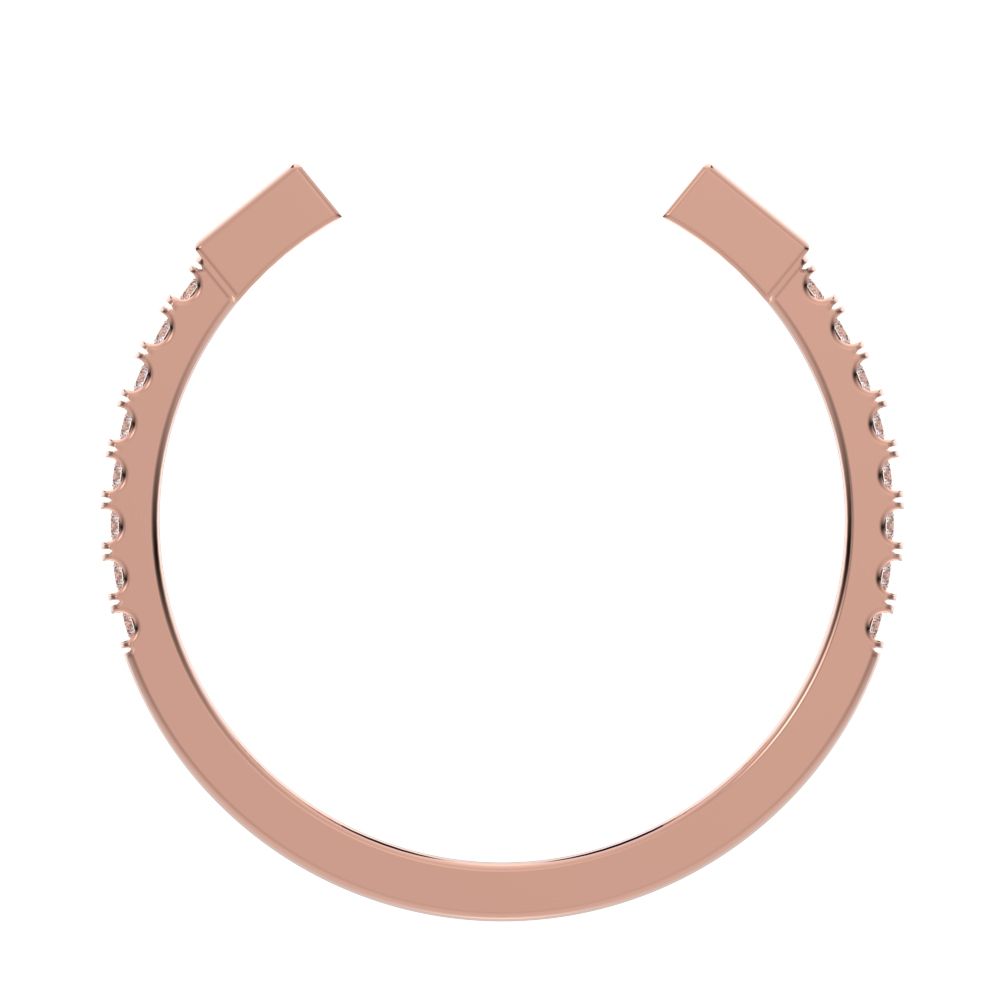 0.32Ct Baguette Cut Simulated Clear Diamond adjustable Stackable square Light Toi et Moi 14K / 18K Solid Rose Gold everyday wedding band