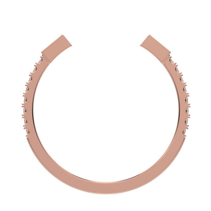 0.32Ct Baguette Cut Simulated Clear Diamond adjustable Stackable square Light Toi et Moi 14K / 18K Solid Rose Gold everyday wedding band