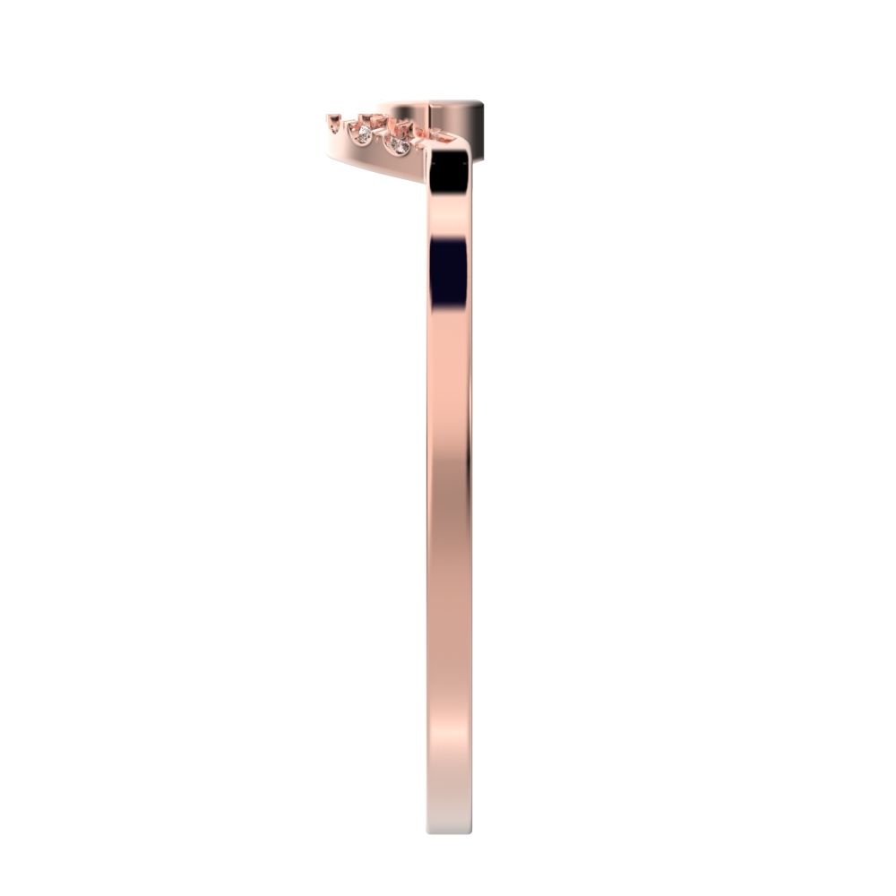 0.1525Ct Marquise Cut Simulated Clear Diamond Minimalist Stackable eye curved arc light 14K / 18K Solid Rose Gold everyday wedding band