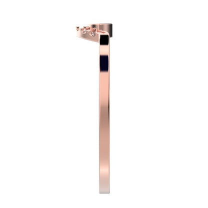 0.1525Ct Marquise Cut Simulated Clear Diamond Minimalist Stackable eye curved arc light 14K / 18K Solid Rose Gold everyday wedding band