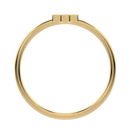 0.16 ct Baguette Cut Simulated Clear Diamond dainty Minimalist Stackable 3 stone simple light 14K / 18K Solid Yellow Gold everyday ring