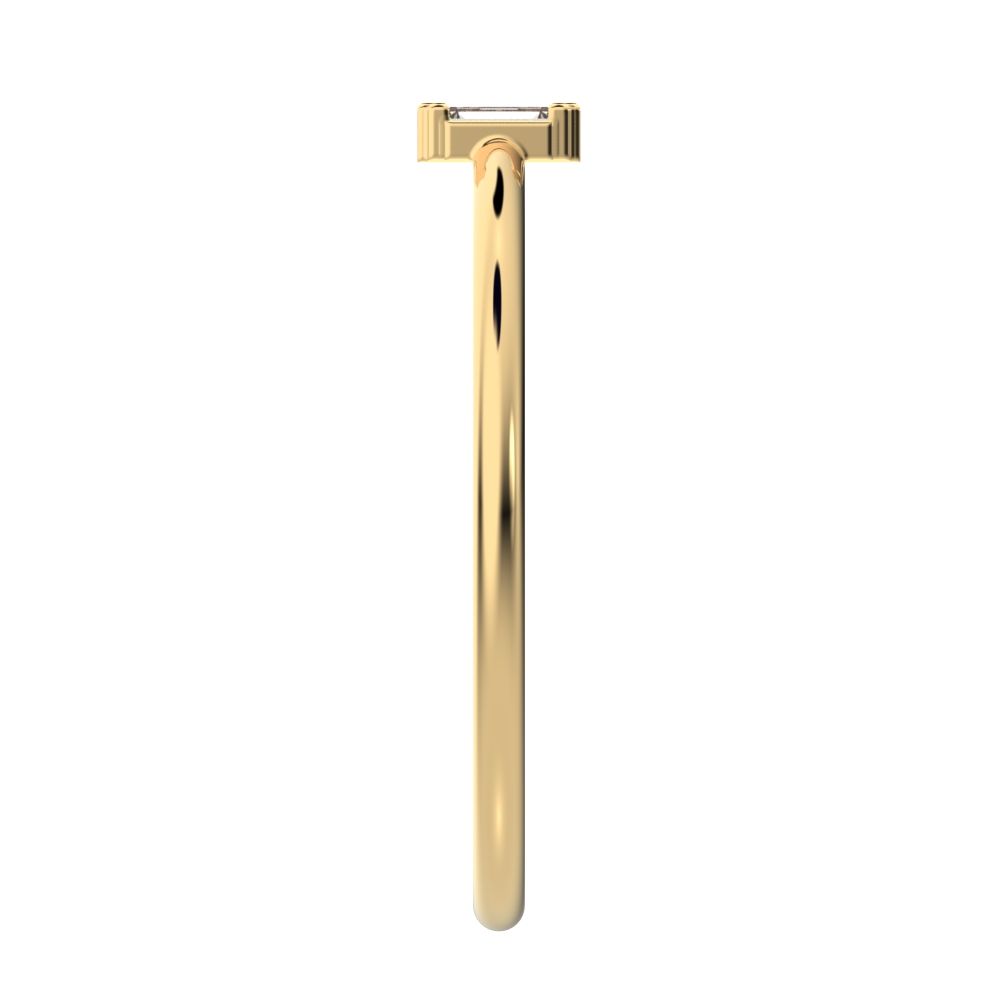 0.16 ct Baguette Cut Moissanite dainty Minimalist Stackable 3 stone simple light 14K / 18K Solid Yellow Gold everyday ring