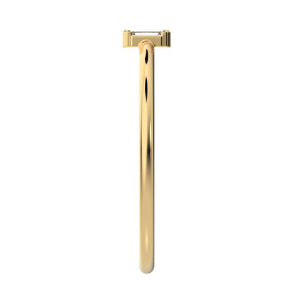 0.16 ct Baguette Cut Moissanite dainty Minimalist Stackable 3 stone simple light 14K / 18K Solid Yellow Gold everyday ring