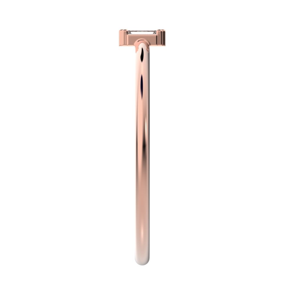 0.16 ct Baguette Cut Moissanite dainty Minimalist Stackable 3 stone simple light 14K / 18K Solid Rose Gold everyday ring