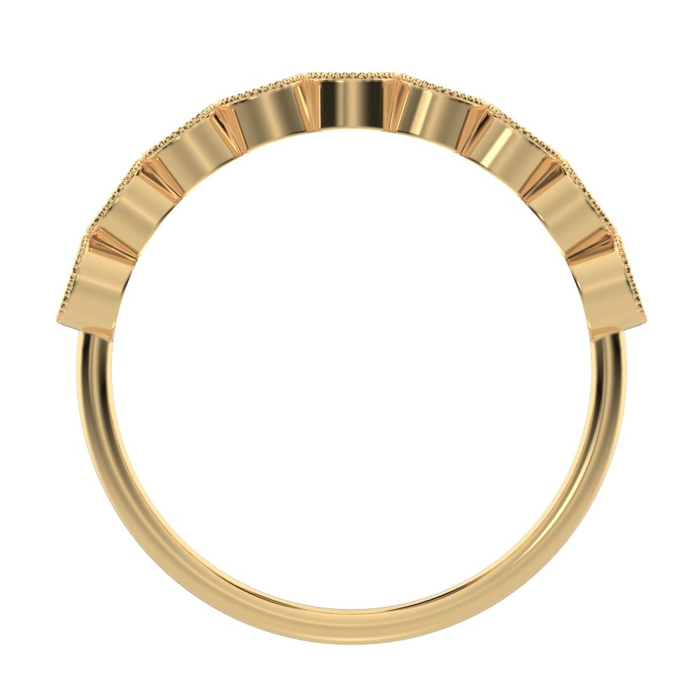 0.54Ct Round Cut Moissanite Minimalist Stackable half eternity milgrain simple light 14K / 18K Solid Yellow Gold everyday wedding band