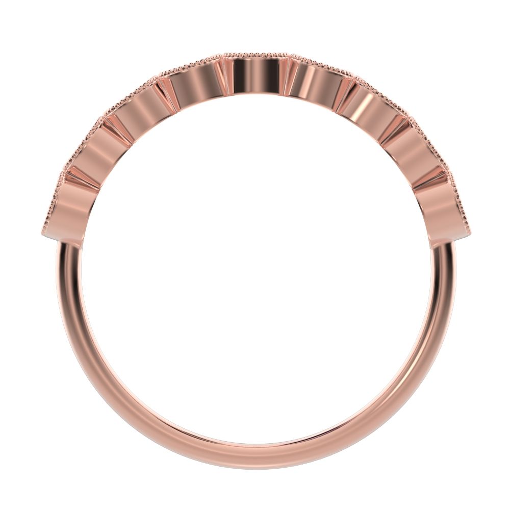 0.54Ct Round Cut Simulated Clear Diamond Stackable half eternity milgrain simple light 14K / 18K Solid Rose Gold everyday wedding band