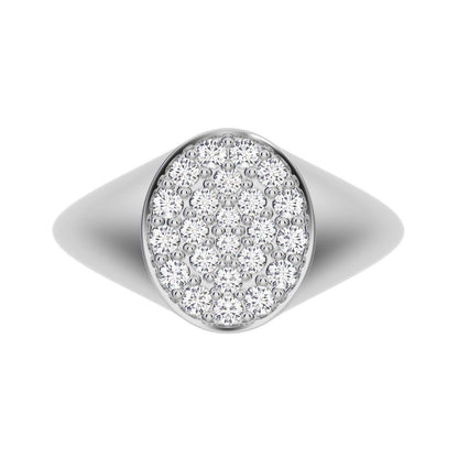 0.335 ct Round Cut Simulated Clear Diamond dainty Minimalist pave cluster signet 14K / 18K Solid White Gold everyday ring