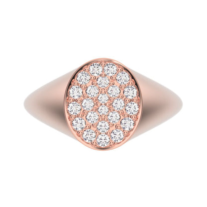 0.335 ct Round Cut Moissanite dainty Minimalist pave cluster signet 14K / 18K Solid Rose Gold everyday ring