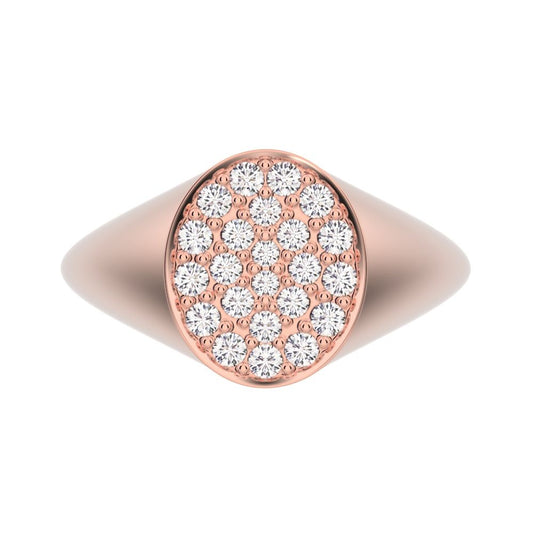 0.335 ct Round Cut Moissanite dainty Minimalist pave cluster signet 14K / 18K Solid Rose Gold everyday ring
