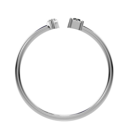 0.24Ct Marquise Cut Simulated Clear Diamond adjustable Toi et Moi Dual stone Stackable 14K / 18K Solid White Gold everyday wedding band