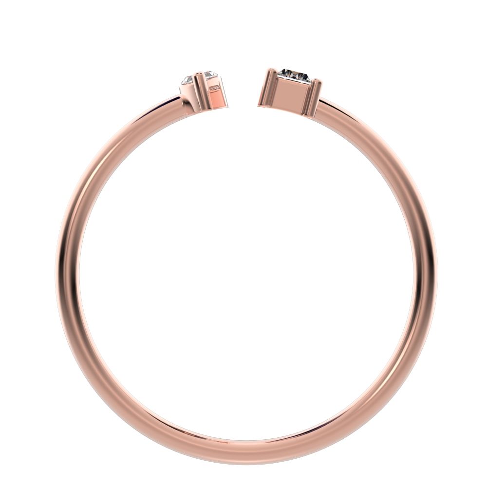 0.24Ct Marquise Cut Moissanite dainty Minimalist adjustable Toi et Moi Dual stone Stackable 14K / 18K Solid Rose Gold everyday wedding band