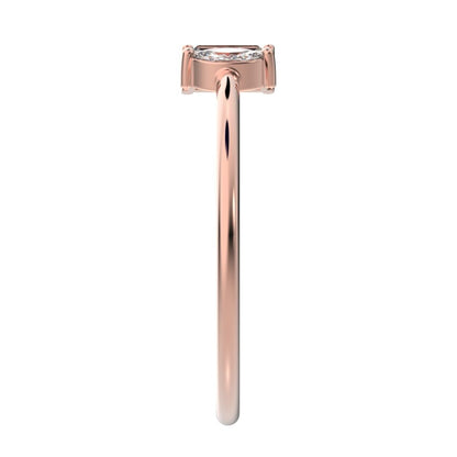 0.24Ct Marquise Cut Simulated Clear Diamond adjustable Toi et Moi Dual stone Stackable 14K / 18K Solid Rose Gold everyday wedding band