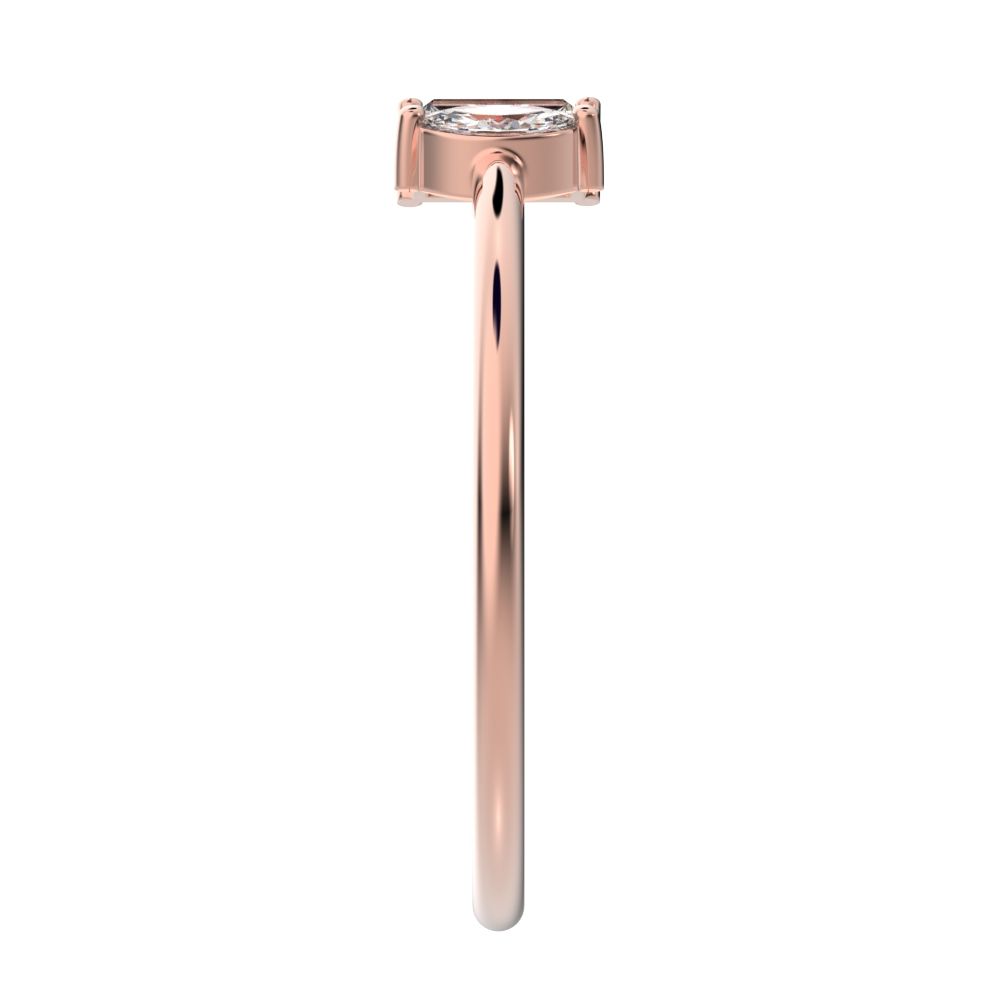 0.24Ct Marquise Cut Moissanite dainty Minimalist adjustable Toi et Moi Dual stone Stackable 14K / 18K Solid Rose Gold everyday wedding band
