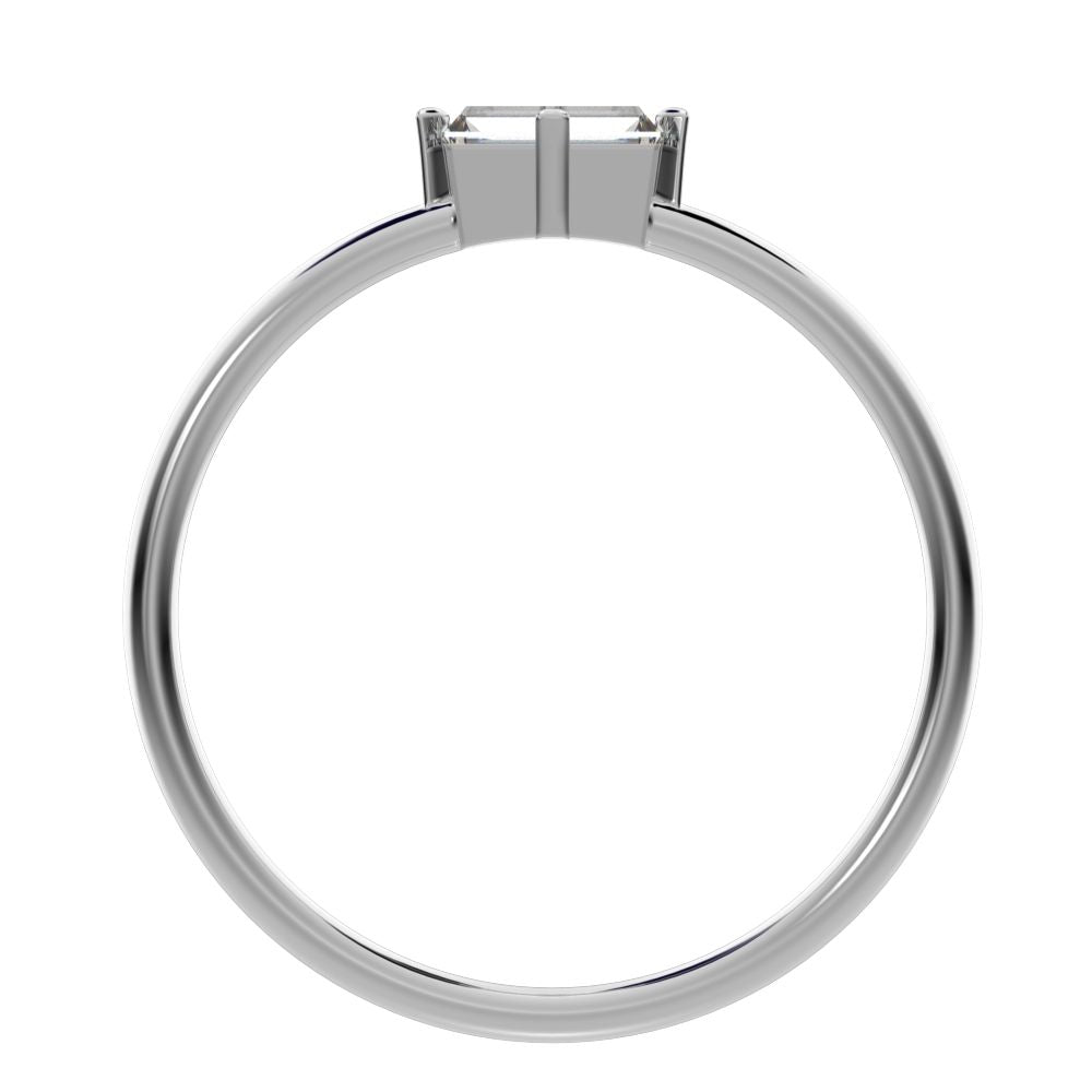 0.33 ct Baguette Cut Moissanite dainty Minimalist Stackable solitaire simple light 14K / 18K Solid White Gold everyday ring