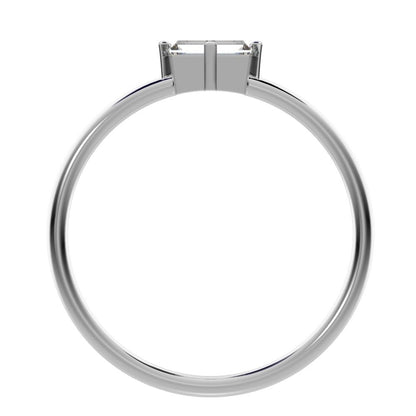 0.33 ct Baguette Cut Moissanite dainty Minimalist Stackable solitaire simple light 14K / 18K Solid White Gold everyday ring