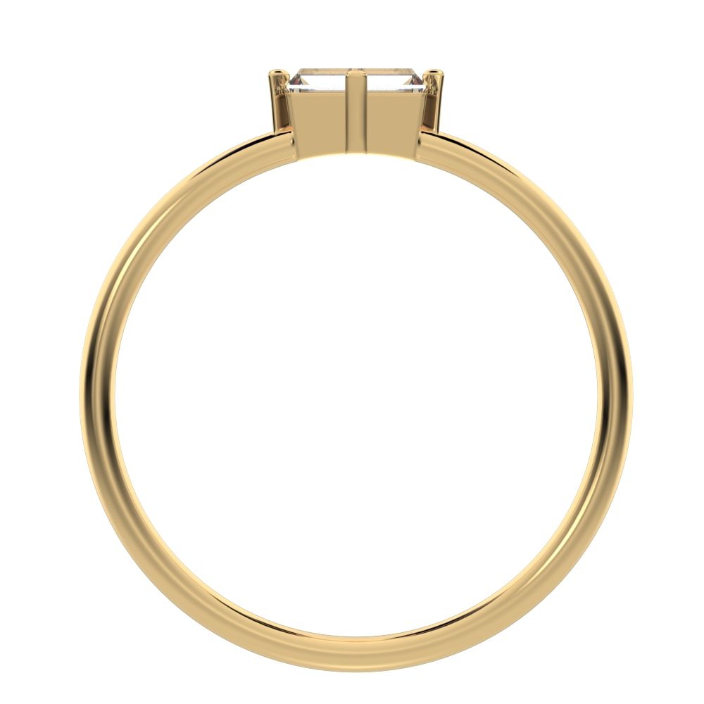 0.33 ct Baguette Cut Simulated Clear Diamond dainty Minimalist Stackable solitaire simple light 14K / 18K Solid Yellow Gold everyday ring