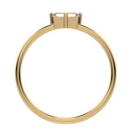 0.33 ct Baguette Cut Moissanite dainty Minimalist Stackable solitaire simple light 14K / 18K Solid Yellow Gold everyday ring