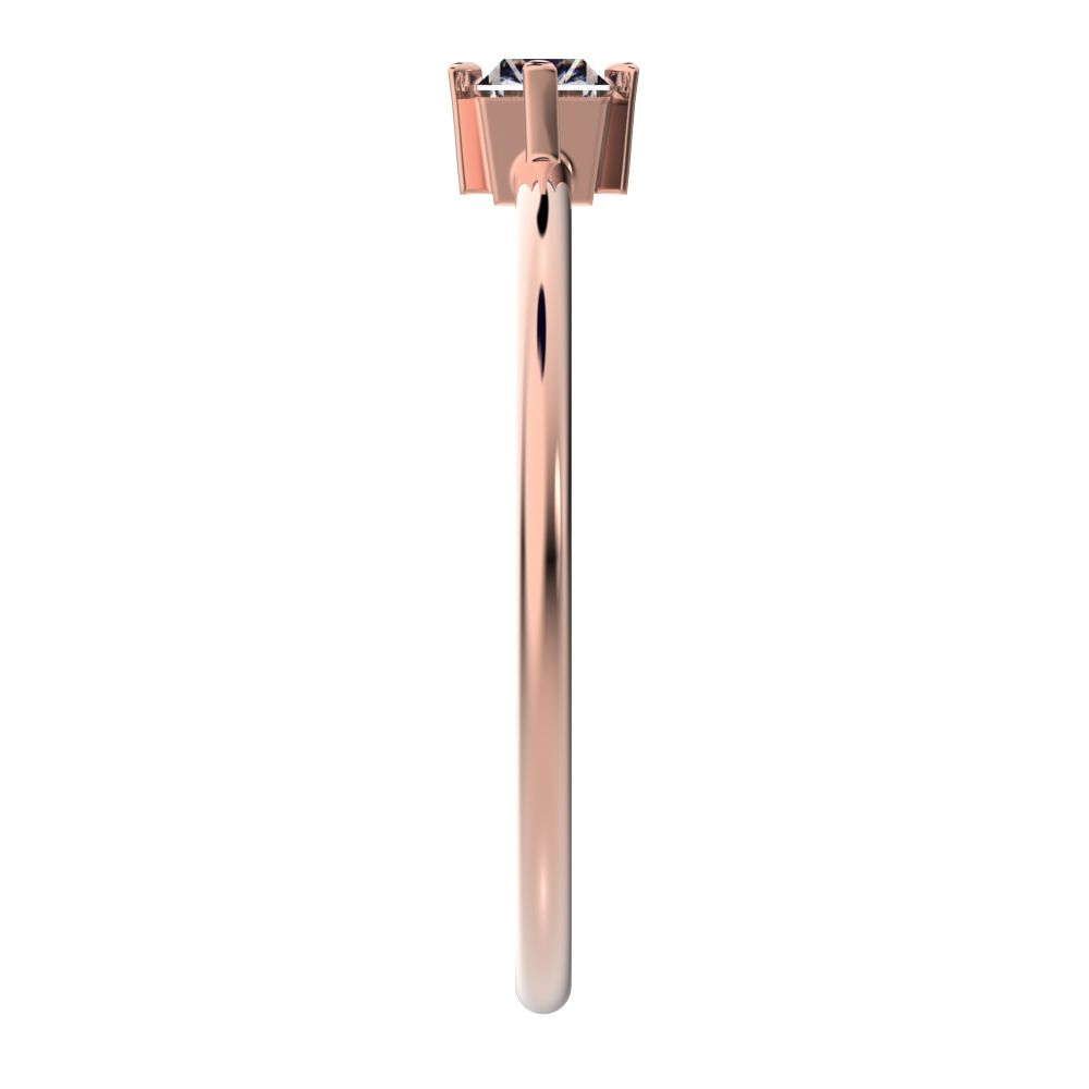 0.33 ct Baguette Cut Simulated Clear Diamond dainty Minimalist Stackable solitaire simple light 14K / 18K Solid Rose Gold everyday ring