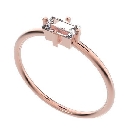 0.33 ct Baguette Cut Moissanite dainty Minimalist Stackable solitaire simple light 14K / 18K Solid Rose Gold everyday ring
