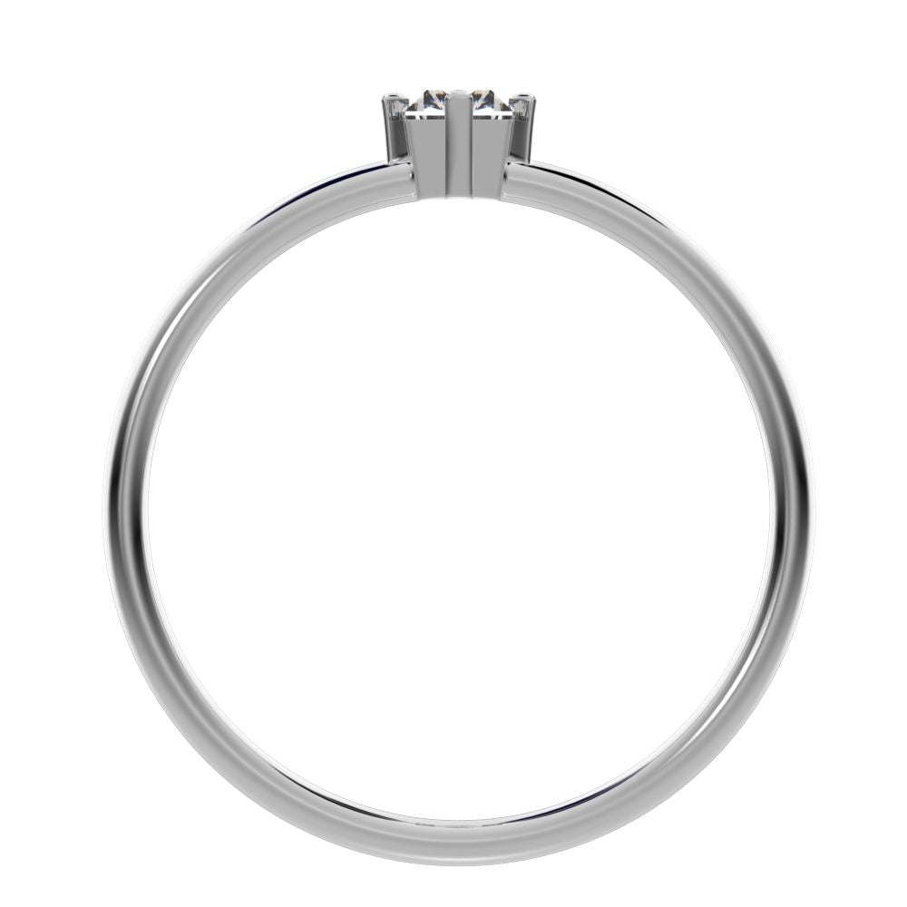 0.33 ct Baguette Cut Simulated Clear Diamond dainty Minimalist solitaire simple light 14K / 18K Solid White Gold everyday ring