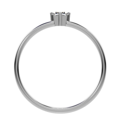 0.33 ct Baguette Cut Simulated Clear Diamond dainty Minimalist solitaire simple light 14K / 18K Solid White Gold everyday ring