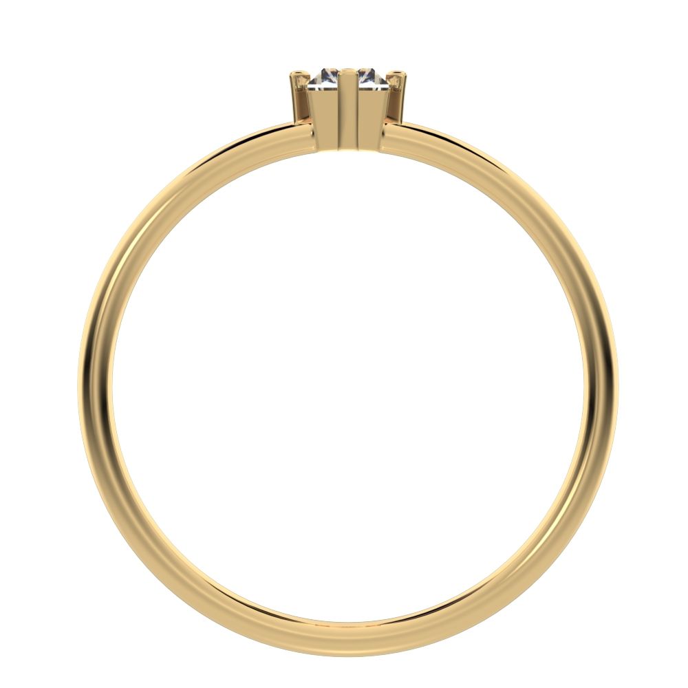 0.33 ct Baguette Cut Simulated Clear Diamond dainty Minimalist solitaire simple light 14K / 18K Solid Yellow Gold everyday ring