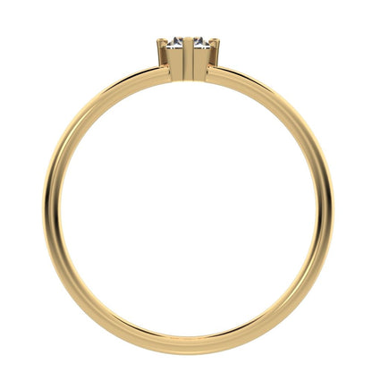 0.33 ct Baguette Cut Moissanite dainty Minimalist solitaire simple light 14K / 18K Solid Yellow Gold everyday ring