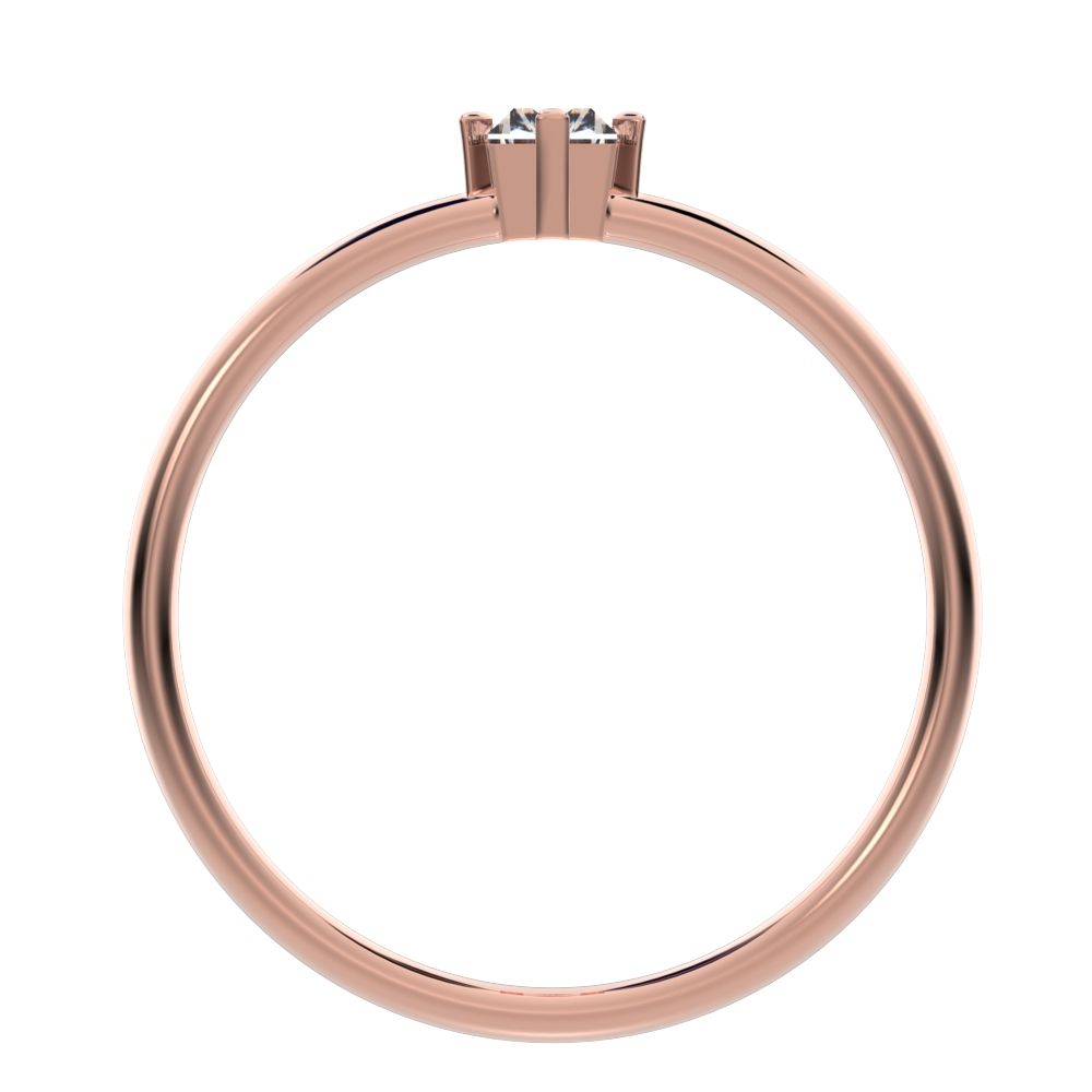 0.33 ct Baguette Cut Moissanite dainty Minimalist solitaire simple light 14K / 18K Solid Rose Gold everyday ring
