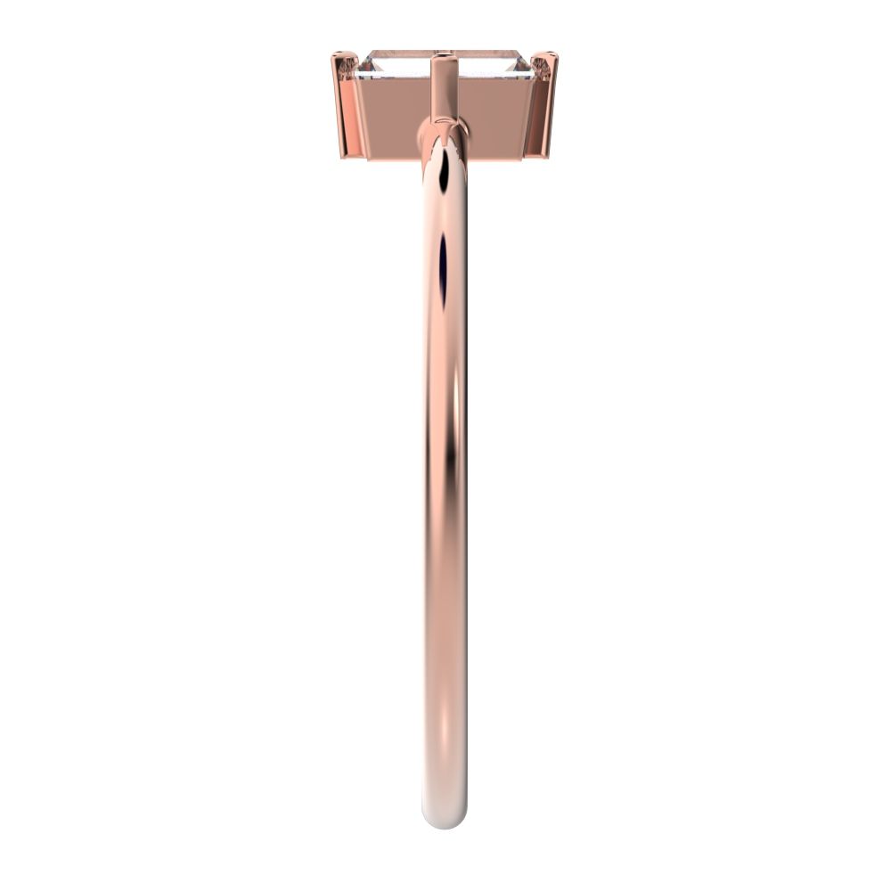 0.33 ct Baguette Cut Simulated Clear Diamond dainty Minimalist solitaire simple light 14K / 18K Solid Rose Gold everyday ring