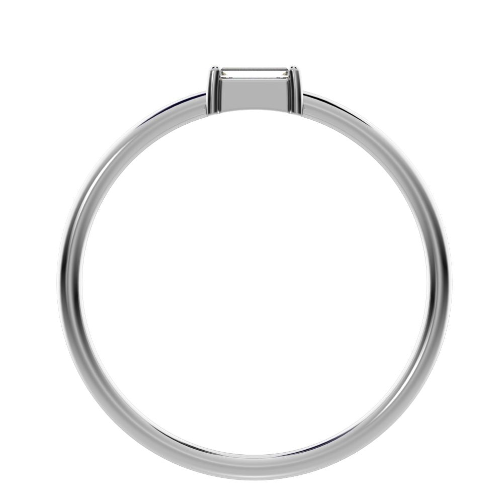 0.14 ct Baguette Cut Moissanite dainty Minimalist Stackable solitaire simple light 14K / 18K Solid White Gold everyday wedding band