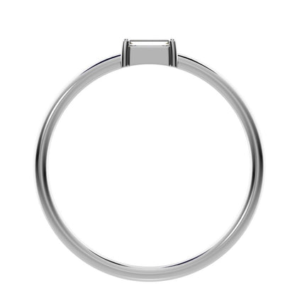 0.14 ct Baguette Cut Moissanite dainty Minimalist Stackable solitaire simple light 14K / 18K Solid White Gold everyday wedding band