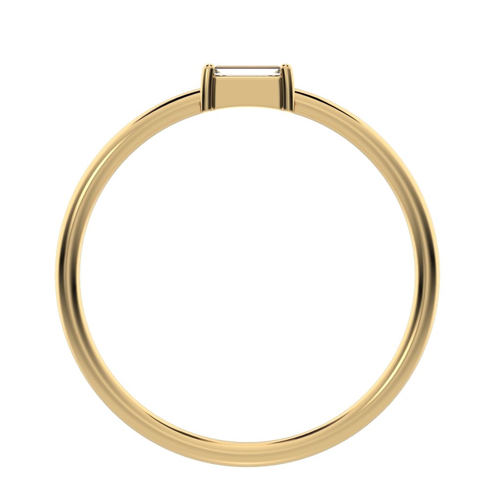 0.14Ct Baguette Cut Simulated Clear Diamond Minimalist Stackable solitaire simple light 14K / 18K Solid Yellow Gold everyday wedding band