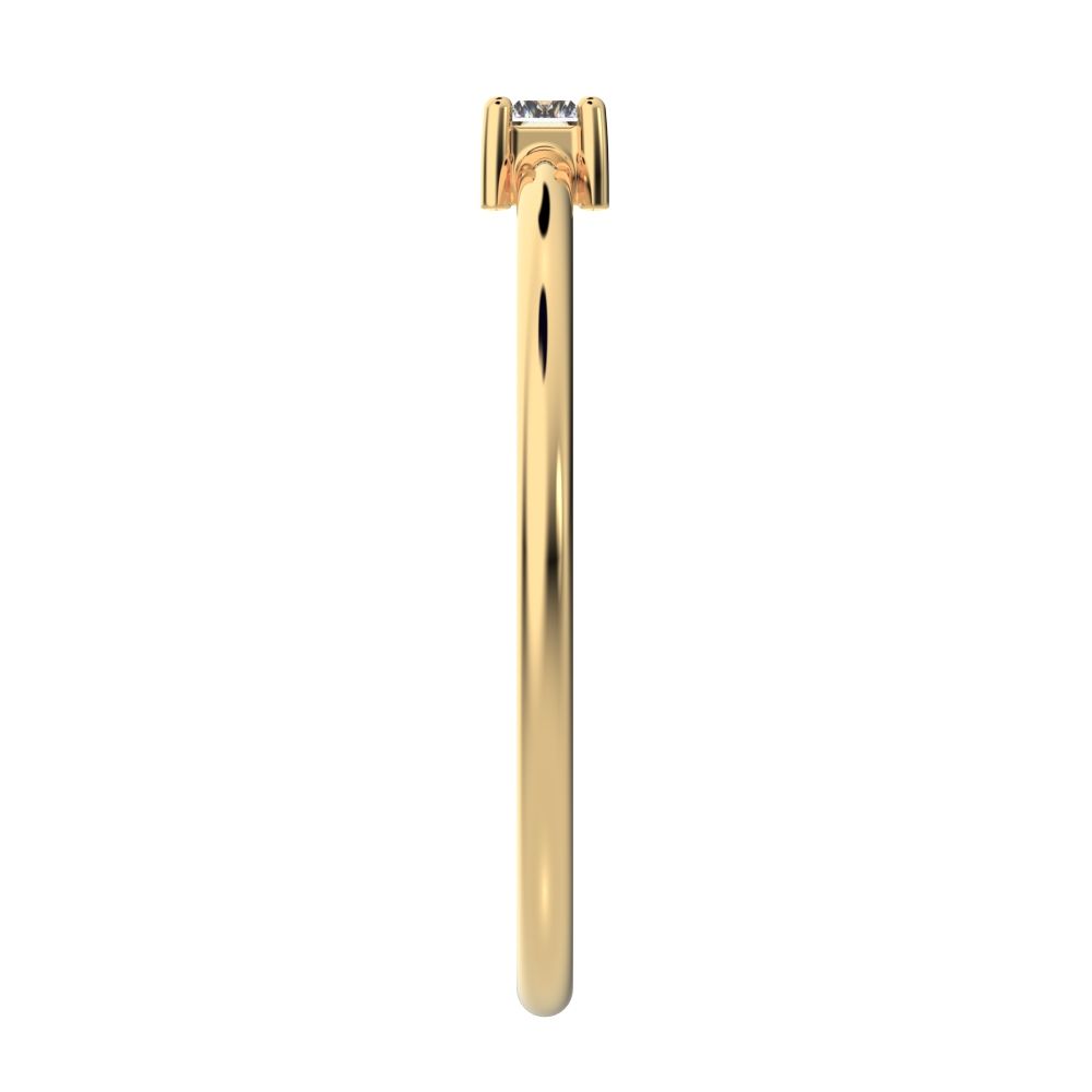 0.14Ct Baguette Cut Simulated Clear Diamond Minimalist Stackable solitaire simple light 14K / 18K Solid Yellow Gold everyday wedding band