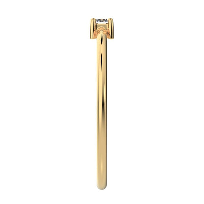 0.14Ct Baguette Cut Simulated Clear Diamond Minimalist Stackable solitaire simple light 14K / 18K Solid Yellow Gold everyday wedding band