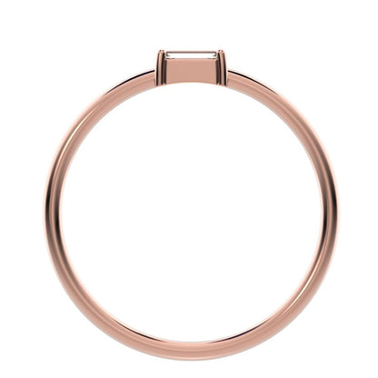 0.14Ct Baguette Cut Simulated Clear Diamond Minimalist Stackable solitaire simple light 14K / 18K Solid Rose Gold everyday wedding band