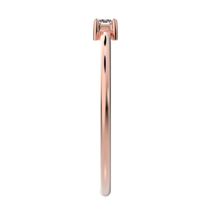 0.14Ct Baguette Cut Simulated Clear Diamond Minimalist Stackable solitaire simple light 14K / 18K Solid Rose Gold everyday wedding band