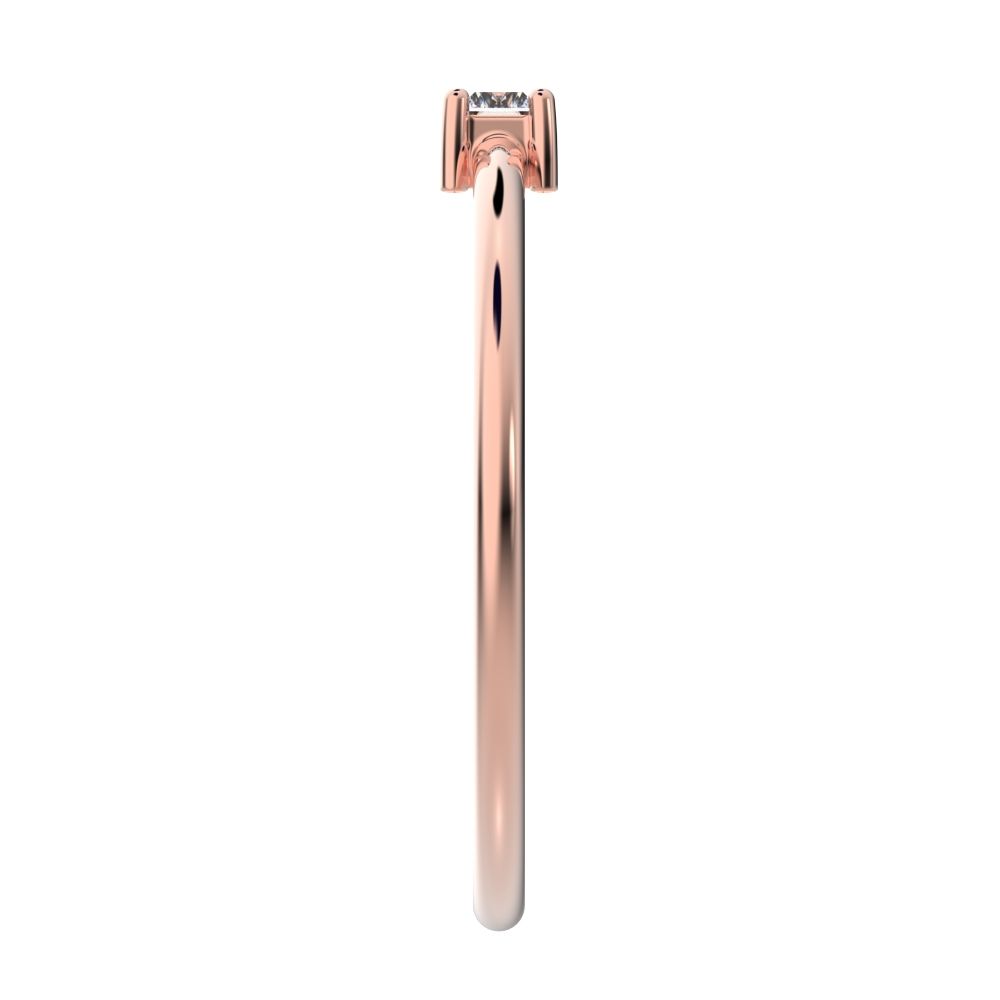 0.14 ct Baguette Cut Moissanite dainty Minimalist Stackable solitaire simple light 14K / 18K Solid Rose Gold everyday wedding band