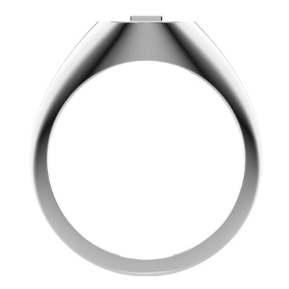 0.14 ct Baguette Cut Simulated Clear Diamond dainty Minimalist solitaire signet 1 stone bezel 14K / 18K Solid White Gold everyday ring