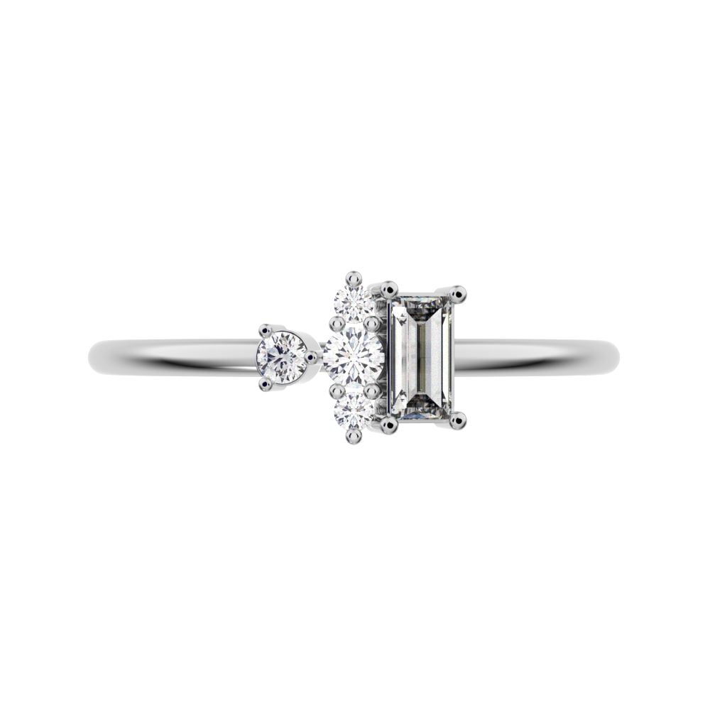 0.21 ct Baguette Cut Moissanite dainty Minimalist Toi et Moi simple light 14K / 18K Solid White Gold everyday ring