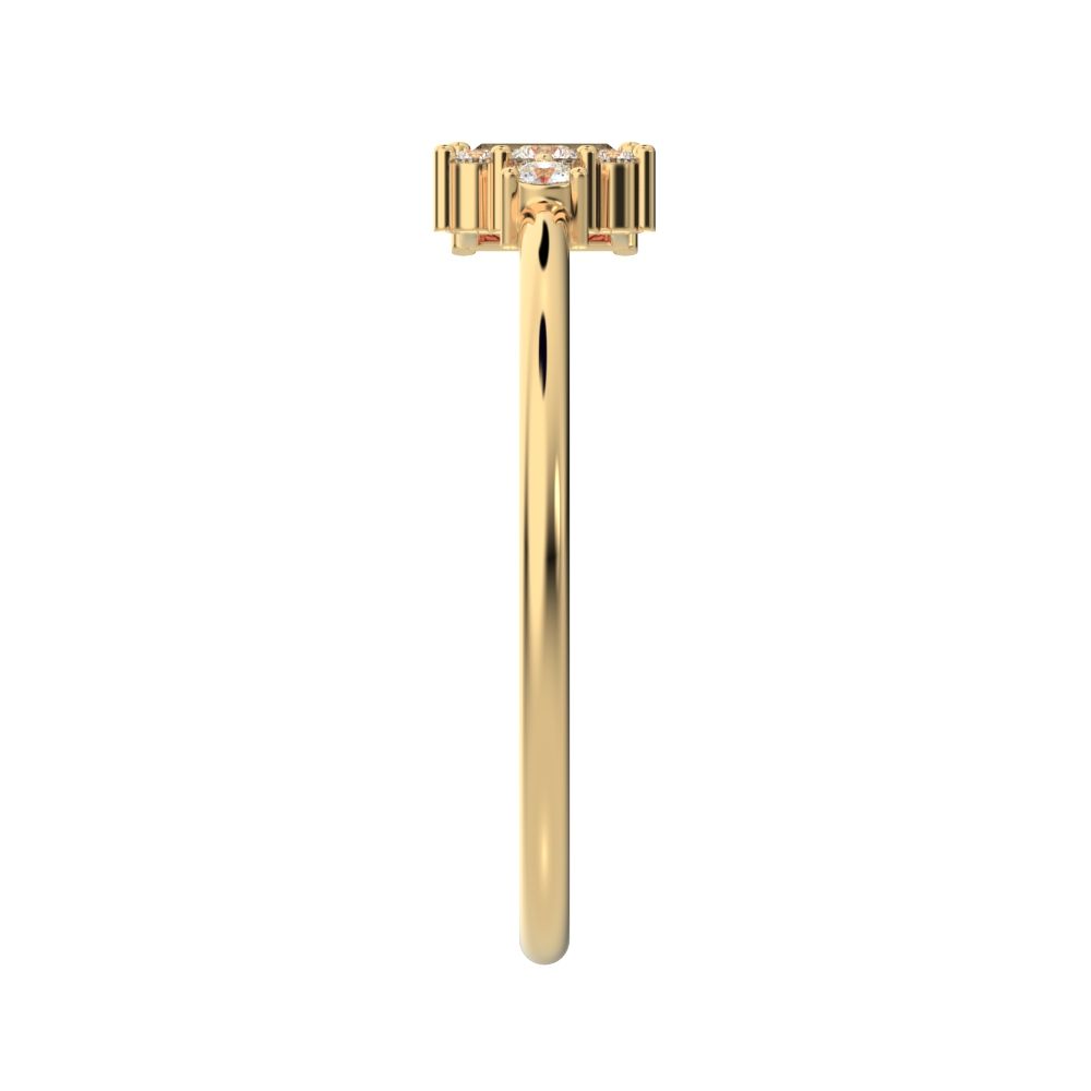 0.21 ct Baguette Cut Moissanite dainty Minimalist Toi et Moi simple light 14K / 18K Solid Yellow Gold everyday ring