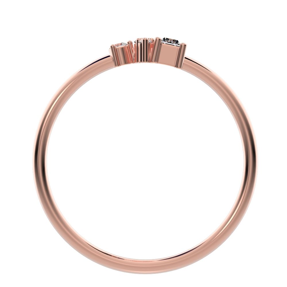 0.21 ct Baguette Cut Simulated Clear Diamond dainty Minimalist Toi et Moi simple light 14K / 18K Solid Rose Gold everyday ring