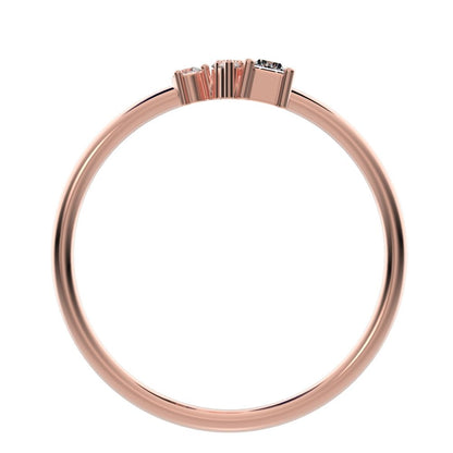0.21 ct Baguette Cut Simulated Clear Diamond dainty Minimalist Toi et Moi simple light 14K / 18K Solid Rose Gold everyday ring