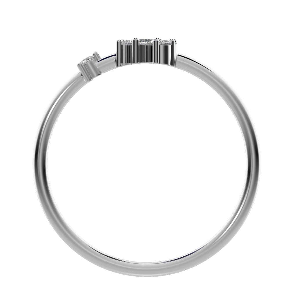 0.175 ct Marquise Cut Simulated Clear Diamond dainty Minimalist solitaire with accent simple light 14K / 18K Solid White Gold everyday ring