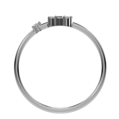 0.175 ct Marquise Cut Simulated Clear Diamond dainty Minimalist solitaire with accent simple light 14K / 18K Solid White Gold everyday ring