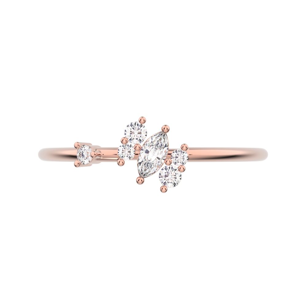 0.175 ct Marquise Cut Moissanite dainty Minimalist solitaire with accent simple light 14K / 18K Solid Rose Gold everyday ring