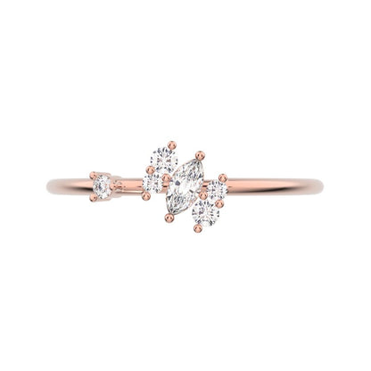 0.175 ct Marquise Cut Moissanite dainty Minimalist solitaire with accent simple light 14K / 18K Solid Rose Gold everyday ring