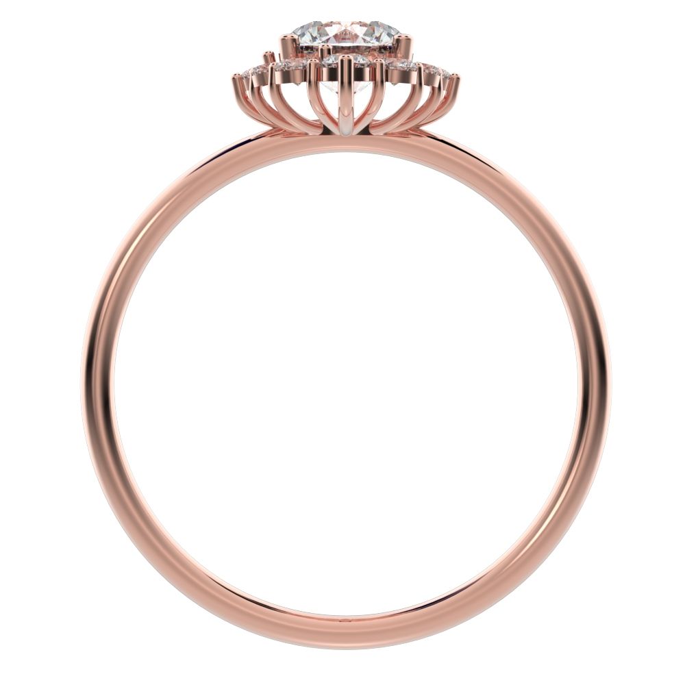 0.72 ct Round Cut Moissanite dainty Minimalist halo cluster solitaire with accents simple light 14K / 18K Solid Rose Gold everyday ring