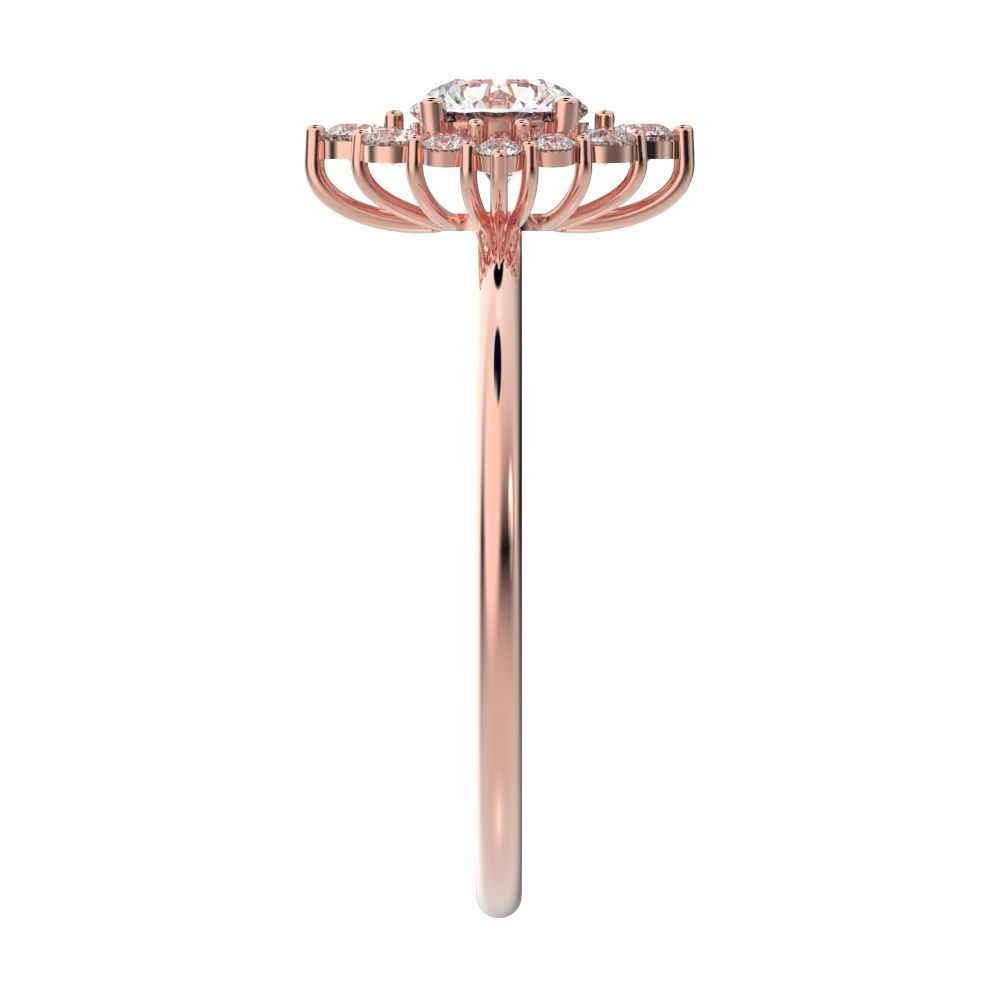 0.72 ct Round Cut Moissanite dainty Minimalist halo cluster solitaire with accents simple light 14K / 18K Solid Rose Gold everyday ring