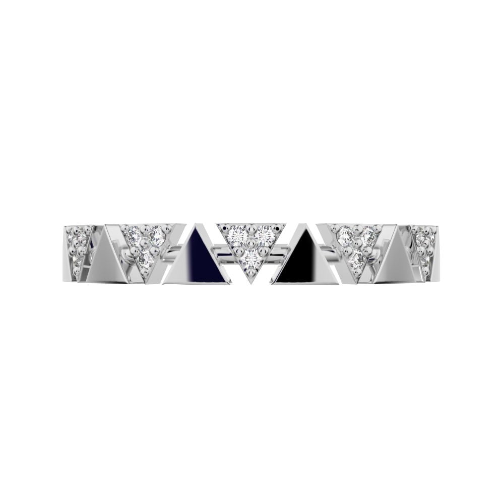 0.075 ct Round Cut Simulated Clear Diamond dainty Minimalist Stackable pyramid 14K / 18K Solid White Gold everyday wedding band