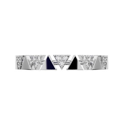 0.075 ct Round Cut Simulated Clear Diamond dainty Minimalist Stackable pyramid 14K / 18K Solid White Gold everyday wedding band